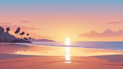 Simple beach view with dusk background, Ai generated