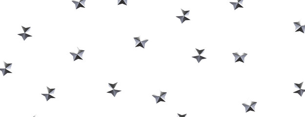 Banner with golden decoration. Festive border with falling glitter dust and stars.