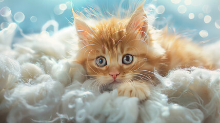 Cute Kitten on Cozy Couch