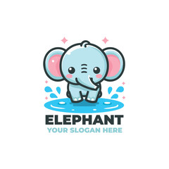 Elephant With Water Logo Design