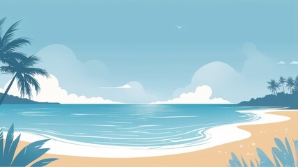 Fototapeta premium Beach theme background with blue background, Ai generat