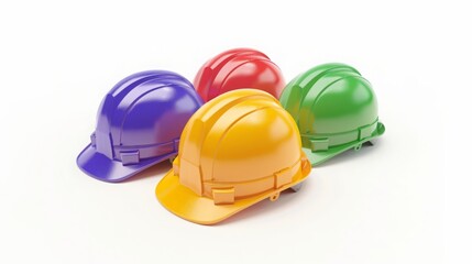 Fototapeta premium multicolored construction hats, colored hard hats