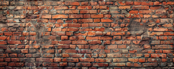 Naklejka premium Rustic brick wall background with uneven texture and red and brown tones: Warm and inviting, ideal for a cozy and vintage look