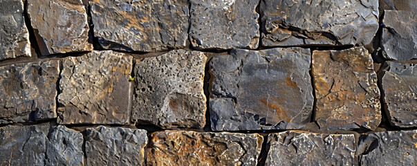 Obraz premium Rustic cobblestone background with uneven texture and natural grey and brown hues: Natural and rugged, ideal for a rustic and organic ambiance
