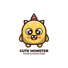Cute Monster Logo Vector Design