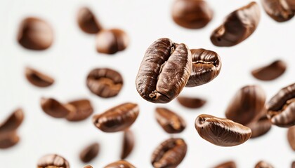 Fototapeta premium Coffee beans floating isolated on white background