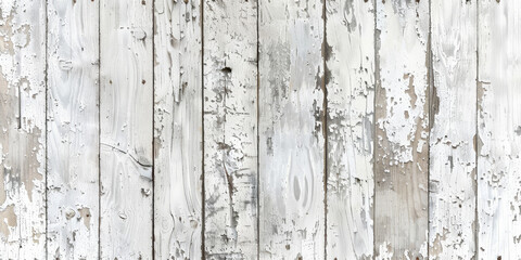 Obraz premium Distressed whitewashed wood background with peeling paint and aged texture: Ideal for vintage or shabby-chic designs, the peeling paint and aged texture of whitewashed wood offer a nostalgic feel