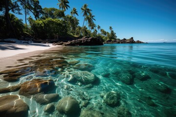 Fototapeta premium Alto Muro Beach, Brazil Quiet waters and luxurious resorts., generative IA