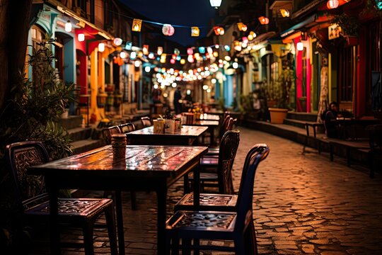 Vibrant Nightlife and Street Art in Barranco, Lima., generative IA