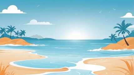 Beach theme background with blue background, Ai generat
