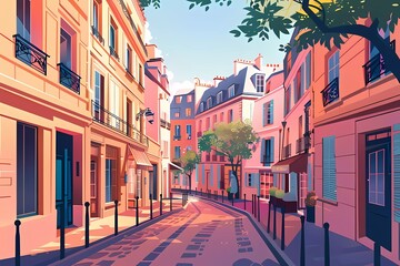 Obraz premium A street in Paris, France.Urban landscape, streets,houses. Architecture. Travel in Europe. Poster,postcard,print,template
