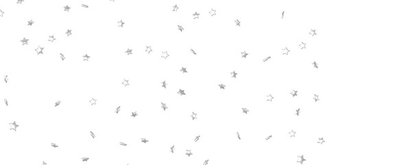 sparkling Christmas confetti falling isolated on white. magic shining flying stars glitter backdrop, sparkle border