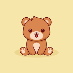 cute cartoon bear is sitting