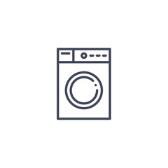 Washing machine outline icon. Line art washing machine household design vector icon.