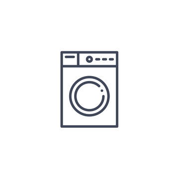 recommend clip art: Washing machine outline icon. Line art washing machine household design vector icon.
