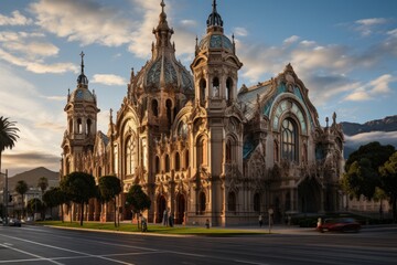 Obraz premium Historical Church in Santiago, Chile, with stunning architecture., generative IA