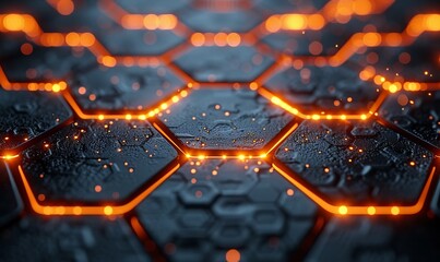 Obraz premium Abstract background with glowing lights hexagon