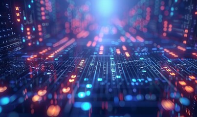 Illustration of a digital network on a blue background