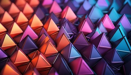 Formas triangulares com cores vibrantes