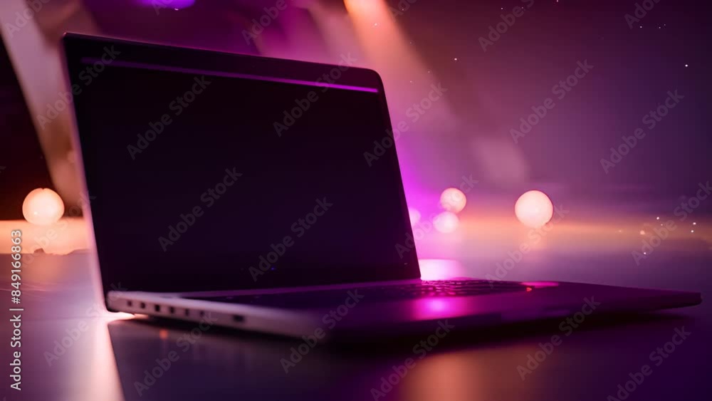 Poster laptop screen with rocket launching into space generative ai