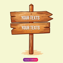 Vector wooden signboard