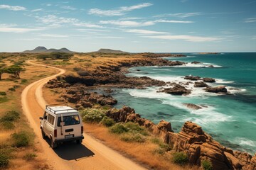 Ecological trails in Jericoacoara dunes, lagoons and lush vegetation., generative IA