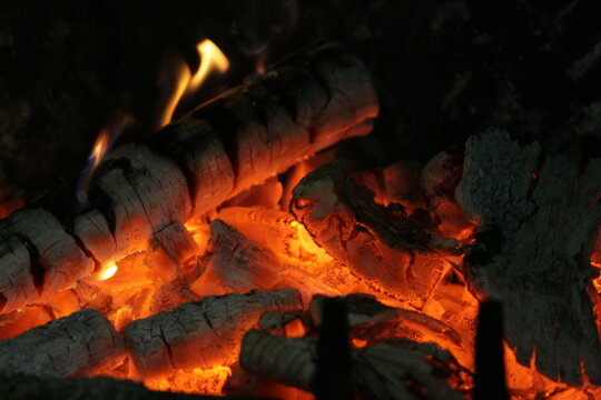 macro fhoto of fire in the fireplace
