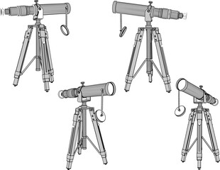 Sketch illustration vector drawing design of star binoculars telescope for viewing distant objects 