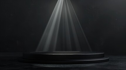 A dark and mysterious stage with a single spotlight shining down.