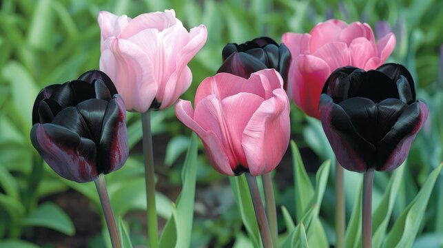 Blooming Triumph Tulips Negrita Annie Schilder Pallada and Paul Scherer