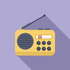 Yellow portable radio tuning into a radio station, illustrating concepts such as communication, information and listening to music