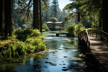 Fototapeta premium Serene scenario in the Forest Garden of Campos do Jordão., generative IA