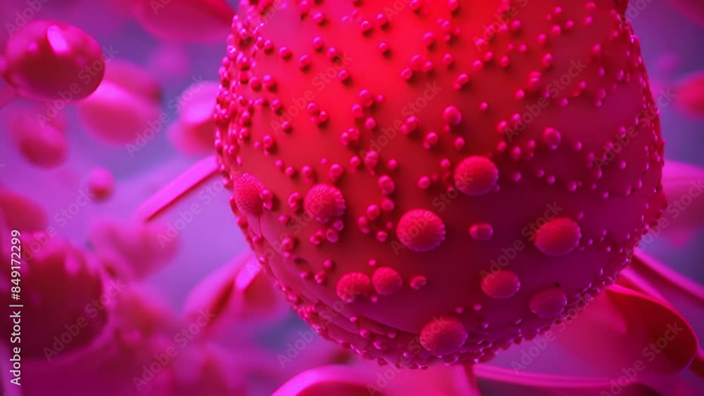 Poster microscopic view of virus particles generative ai