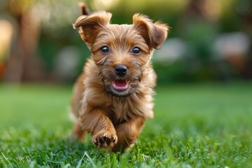 Baby Puppy: A playful puppy with floppy ears, running through a grassy yard. 