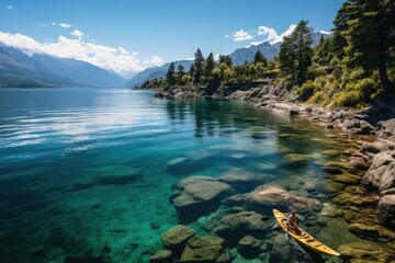 Isla Victoria Lake, trails, and aquatic adventure., generative IA