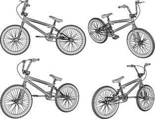 Sketch illustration vector drawing of mtb bmx bike design for stunts 