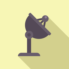 Large satellite dish is searching for a signal against a yellow background