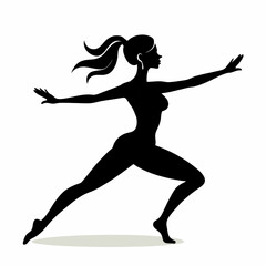 Slim sportive young woman doing yoga & fitness exercises silhouette vector illustration