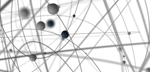 Gene lines and nodes, biological gene structure, 3d rendering.