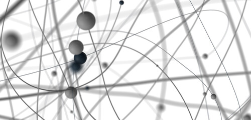 Gene lines and nodes, biological gene structure, 3d rendering.