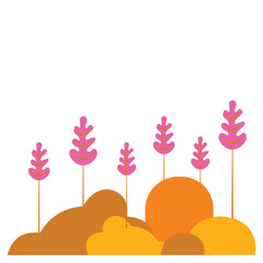 Illustration of trees in a field on a white background. Reeds icon in flat style isolated on white background. Plants symbol stock vector illustration. Nature element design