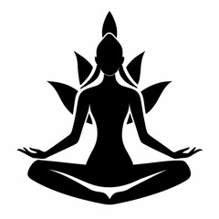 Yoga icon silhouette. Meditation relaxation silhouette vector illustration