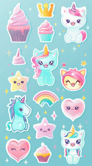 A bunch of stickers with different designs on them