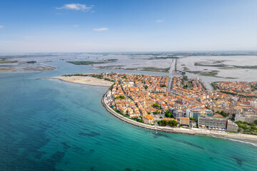 Aerial view over Grado, Gorizia, Friaul, Italy