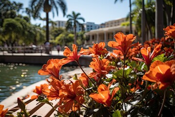 Bolivar Park in Santa Marta Tropical Vegetation and Bolivar Statue., generative IA
