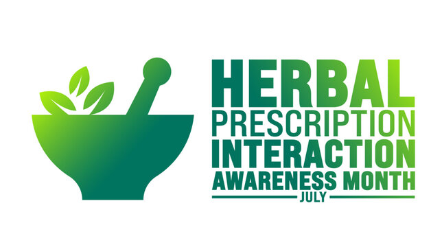 July is Herbal Prescription Interaction Awareness Month background template. Holiday concept. use to background, banner, placard, card, and poster design template with text inscription.