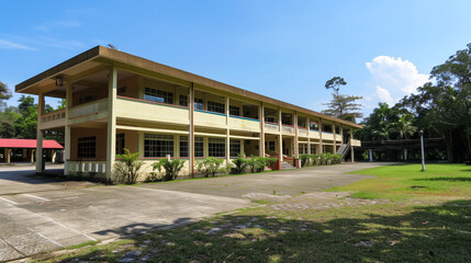 Obraz premium School building with lawn