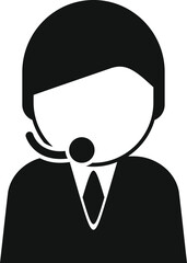 Simple silhouette icon of a dispatcher wearing a headset microphone