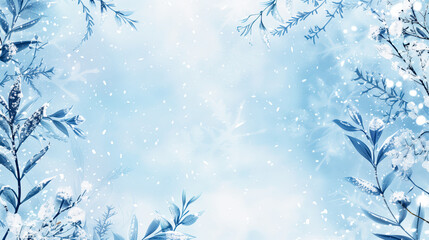 Winter background snow covered branches