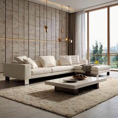 Obraz premium modern living room interior design with white sofa